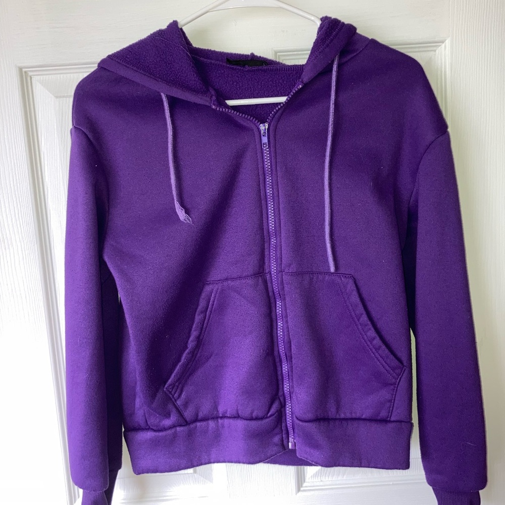 SHEIN Purple Zip Up Hoodie